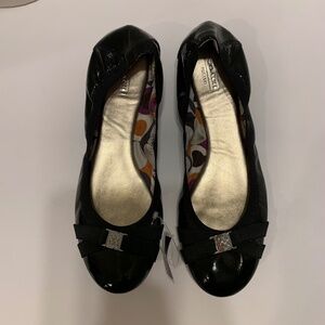 Coach Black Patent Leather Women’s Flat Shoes, Size 11
